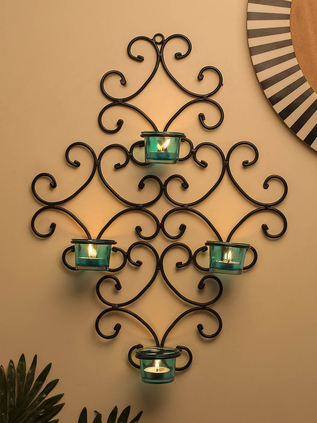 Homesake Black & Turquoise Blue Candle Holder