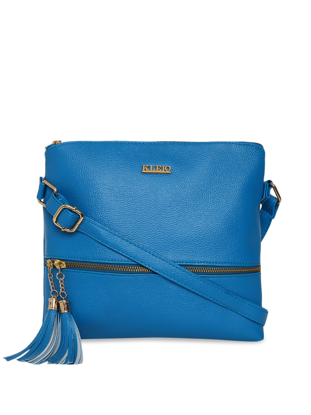 KLEIO Blue Solid Tassel Sling Bag
