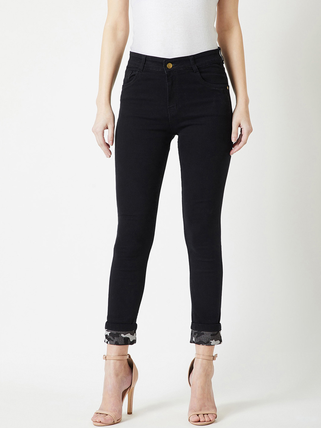 Miss Chase Women Black Slim Fit High-Rise Clean Look Stretchable Jeans