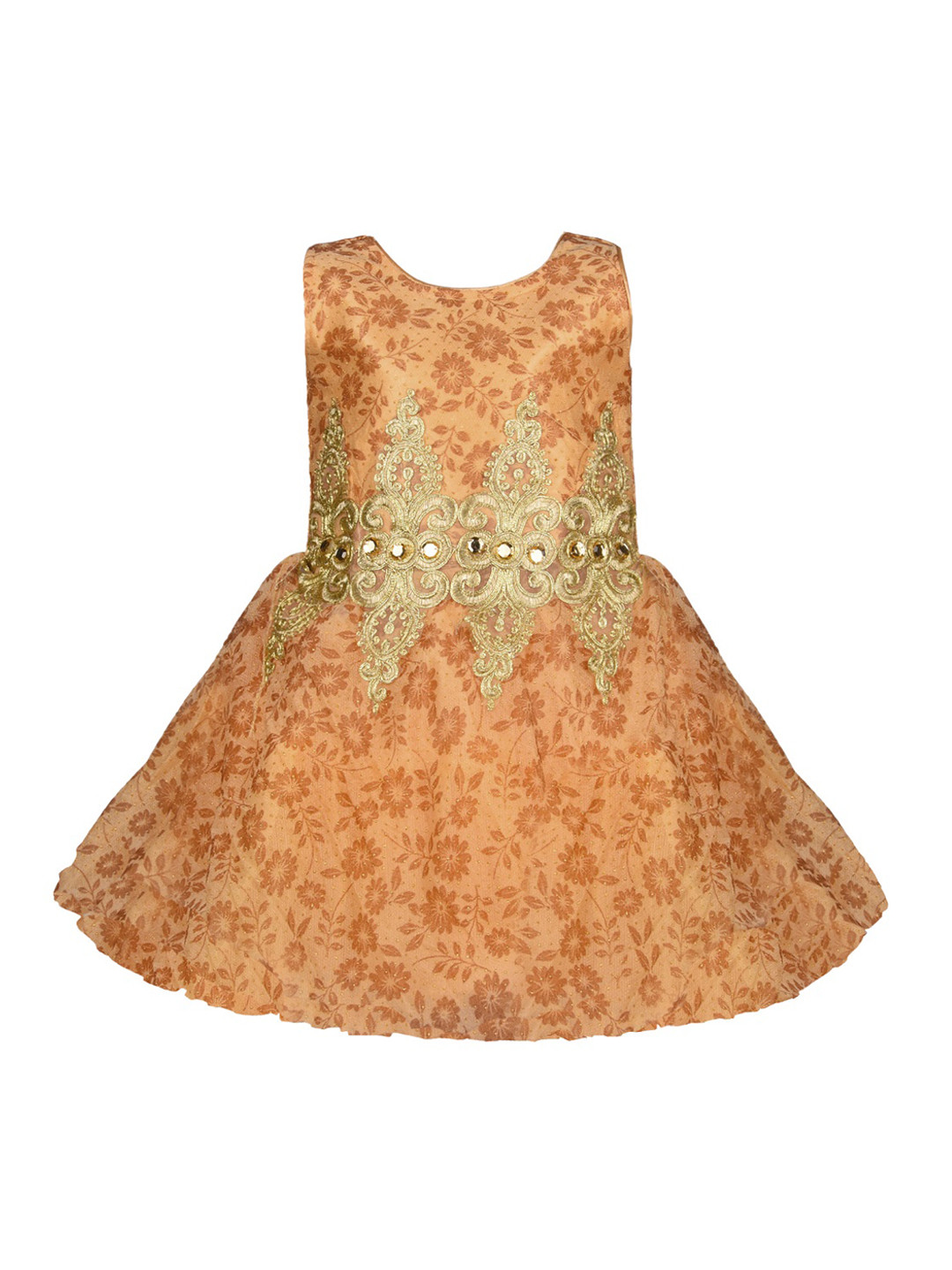 Wish Karo Girls Gold-Toned Fit and Flare Dress