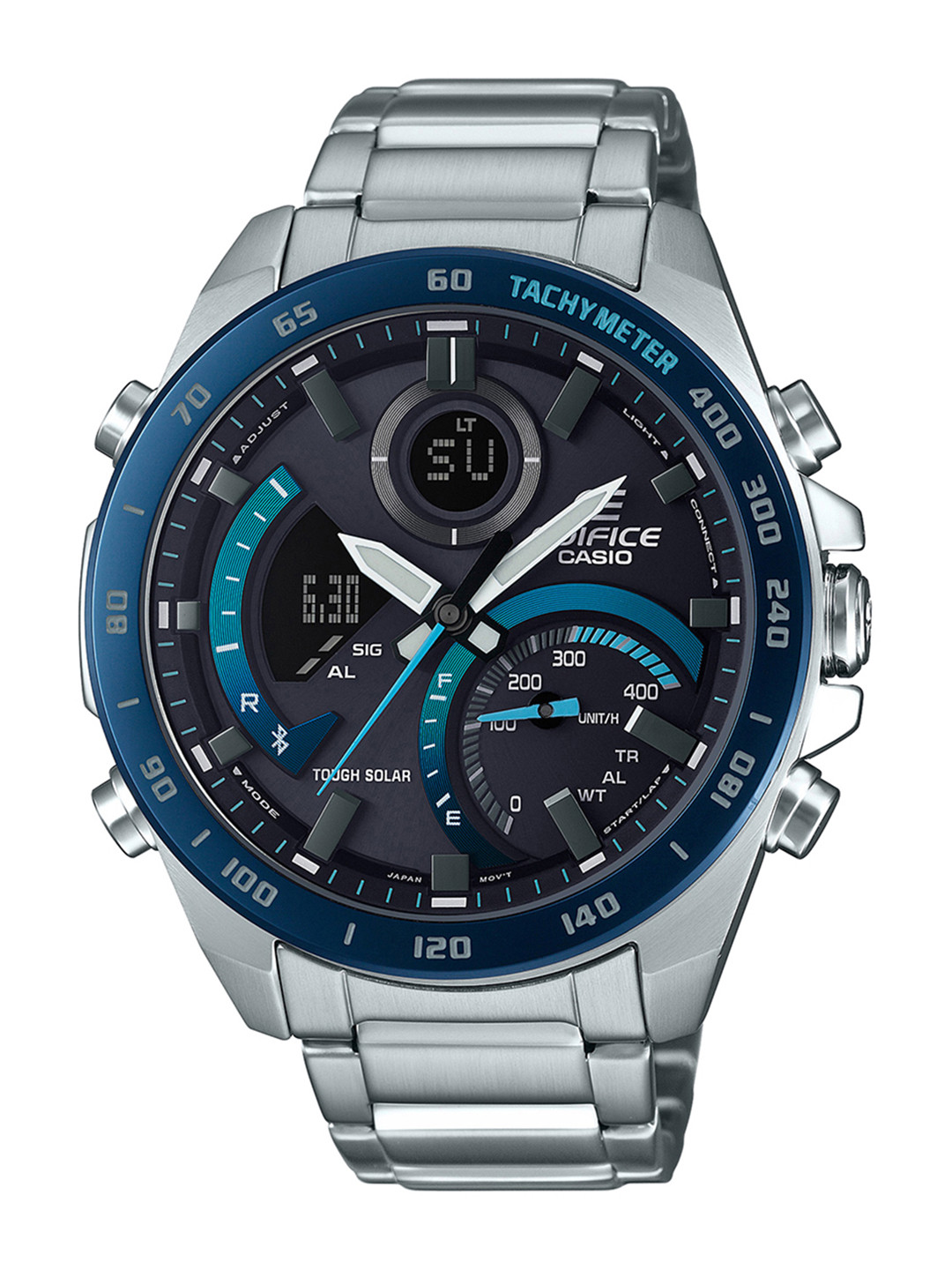 CASIO Men EDifice ECB-900DB-1BDR Black Ana-Digi Dial Silver Stainless Steel Band EX500