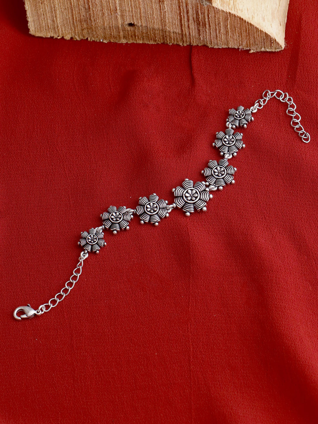 Voylla Women Silver-Plated Oxidised Bracelet
