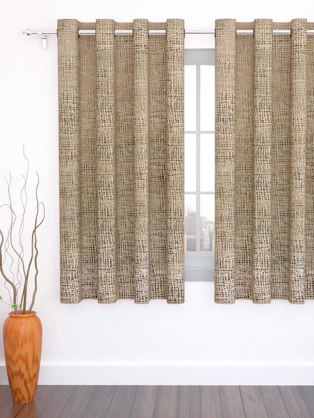 Story@home Copper-Toned Jacquard Textured Single Window Curtain