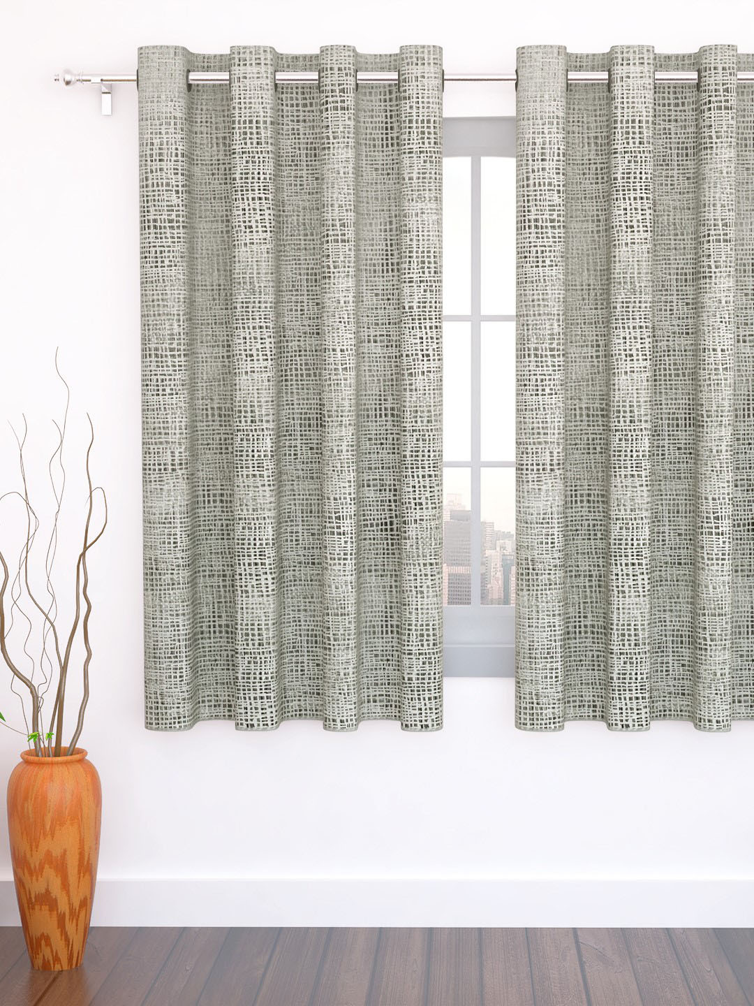 Story@home Silver-Toned Jacquard Textured Single Window Curtain