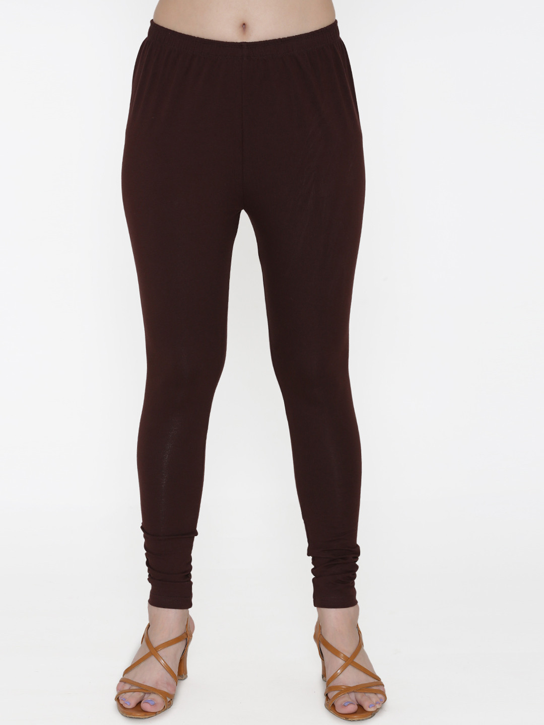 N-Gal Women Coffee Brown Solid Mid-Rise Ankle Length Leggings