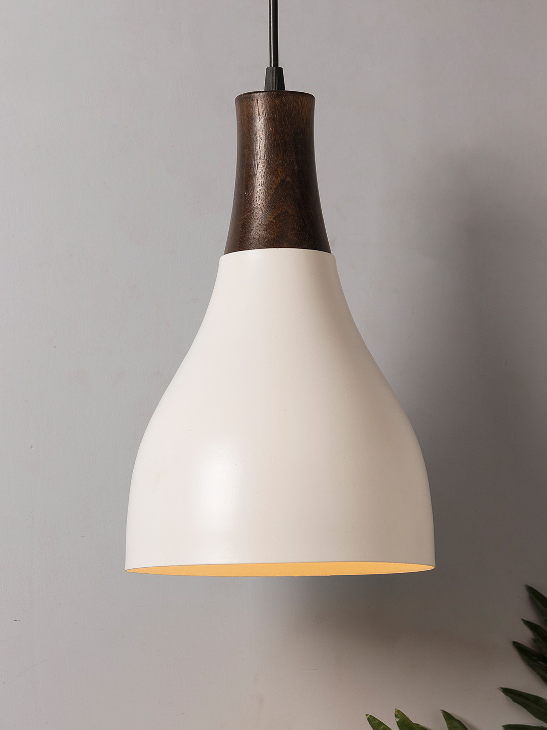 Homesake White Solid Handcrafted Croft Metal and Wood Hanging Light