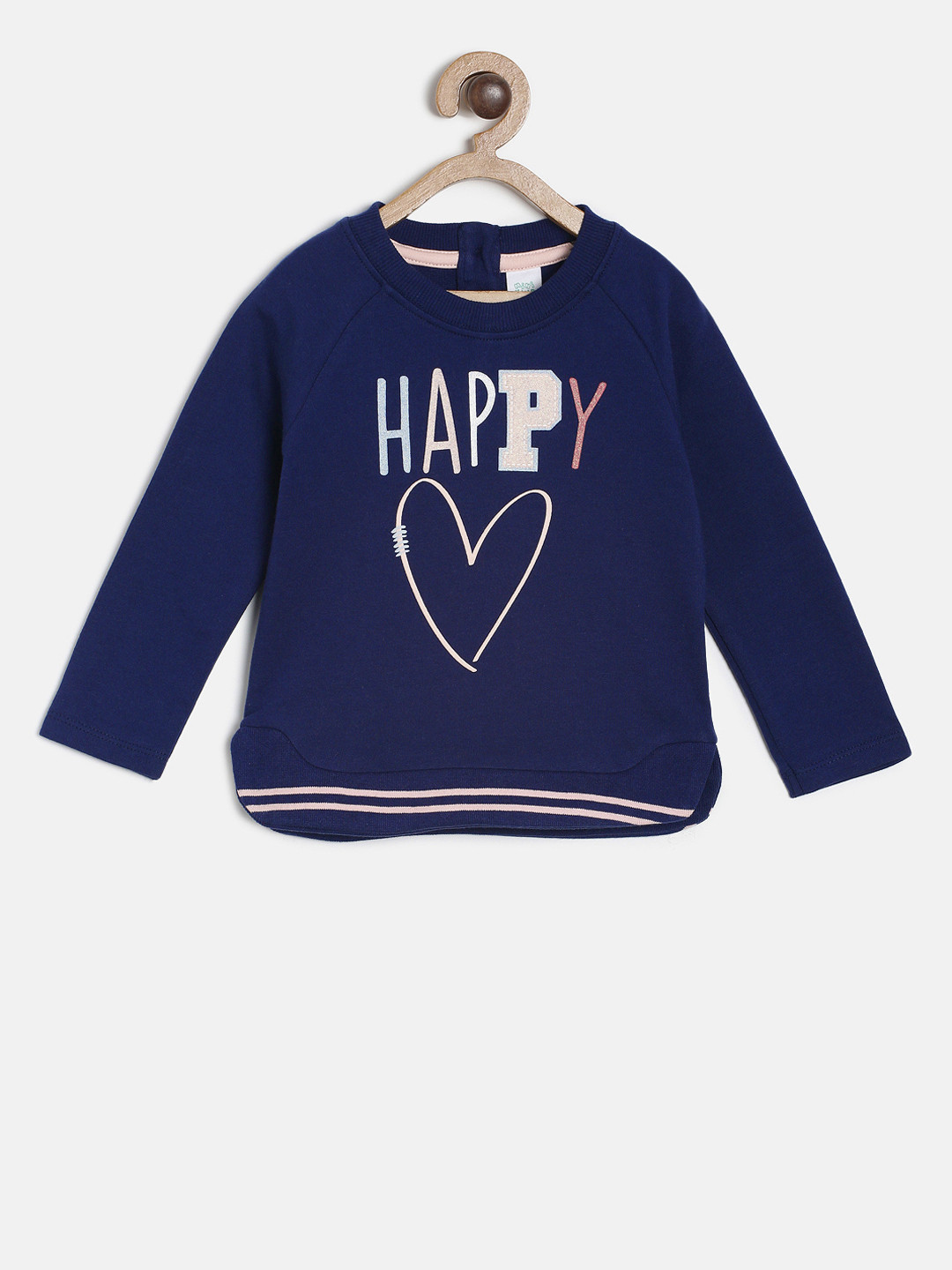 MINI KLUB Girls Navy Blue Printed Sweatshirt