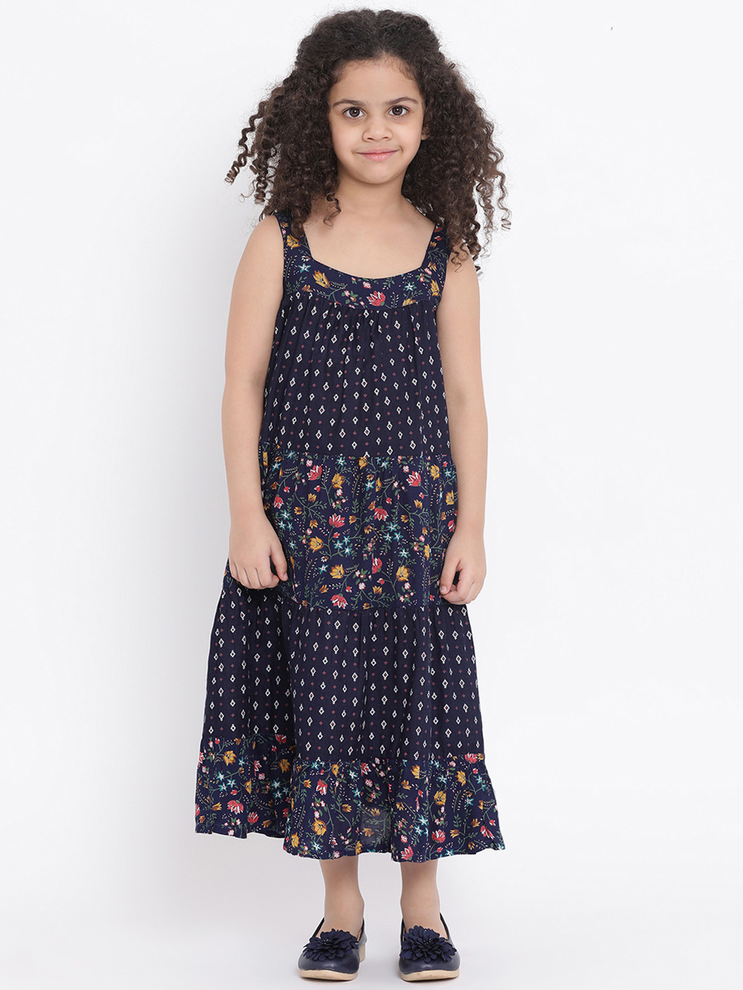 WONDERMOM Girls Navy Blue A-Line Dress