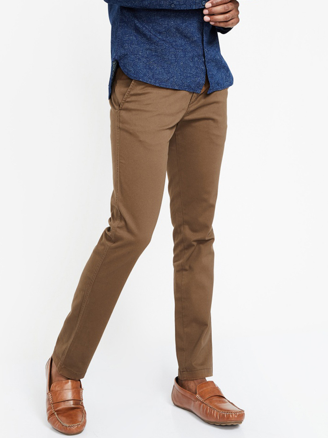 CODE by Lifestyle Men Brown Slim Fit Solid Regular Trousers