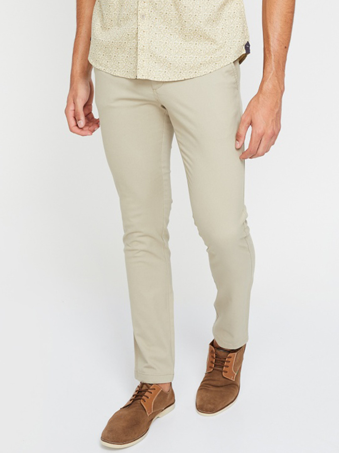 CODE by Lifestyle Men Beige Slim Fit Solid Chinos
