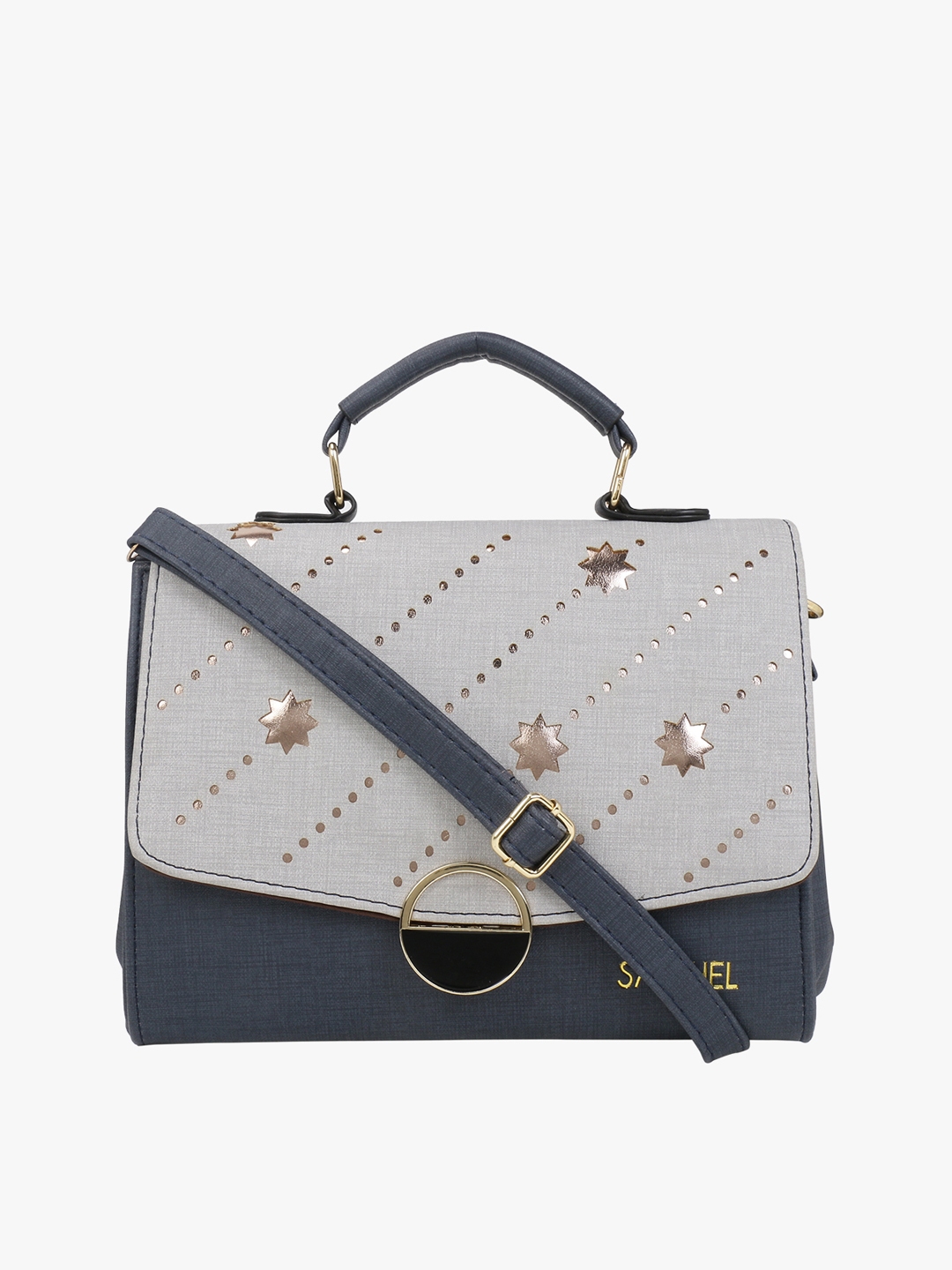Satchel Bags Blue Colourblocked Handheld Bag