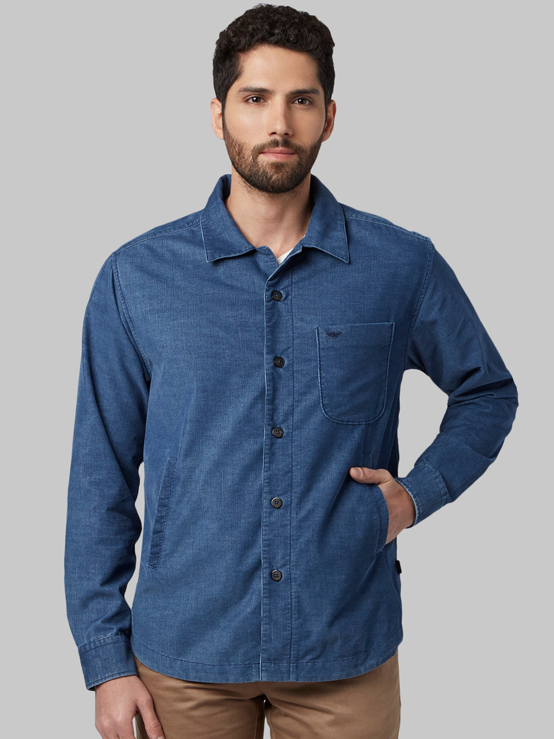 Park Avenue Men Blue Slim Fit Solid Casual Shirt