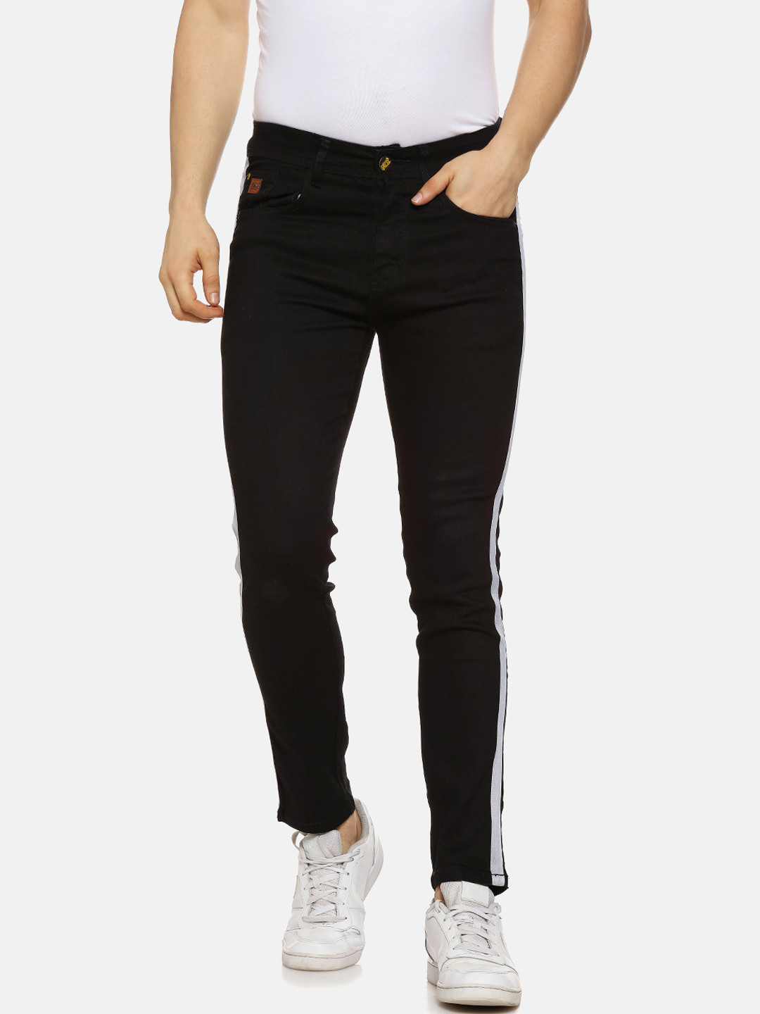 CAHOOT Men Black Slim Fit Mid-Rise Clean Look Stretchable Jeans