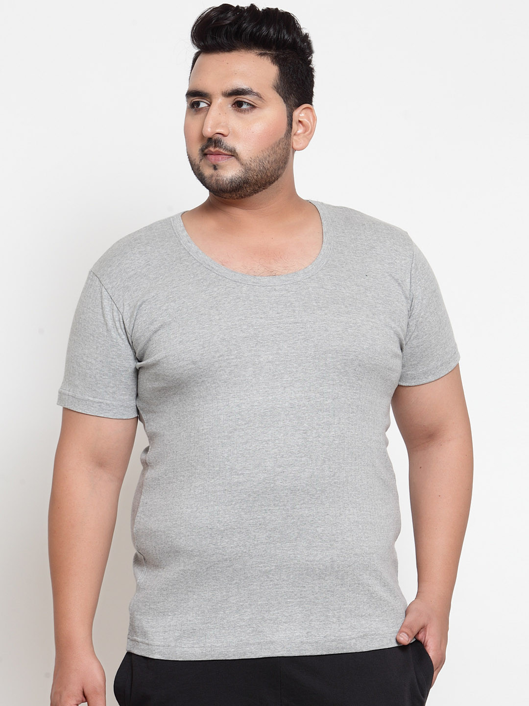 plusS Men Grey Innerwear Vest MVST4595