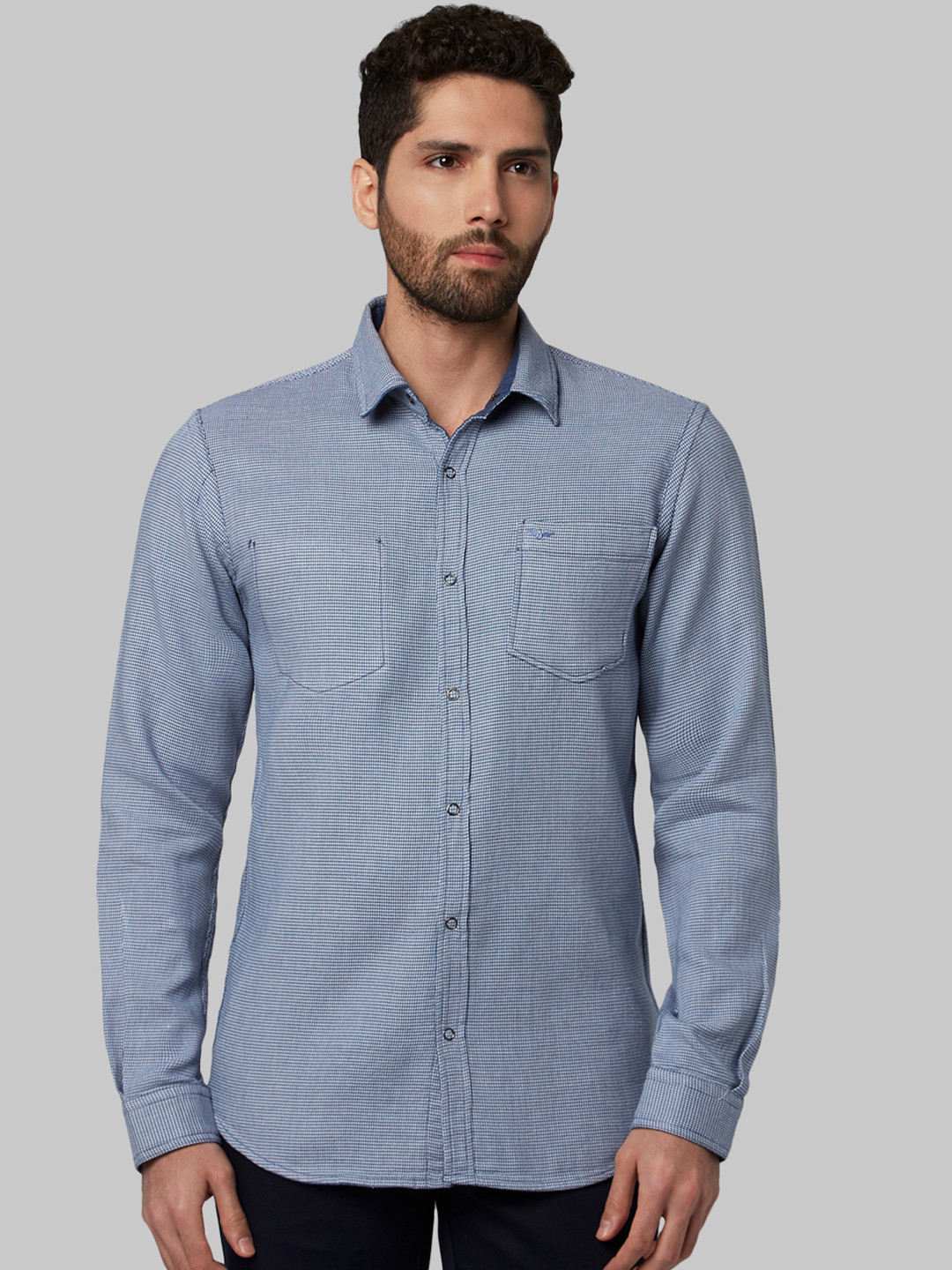 Park Avenue Men Blue Slim Fit Self Design Casual Shirt
