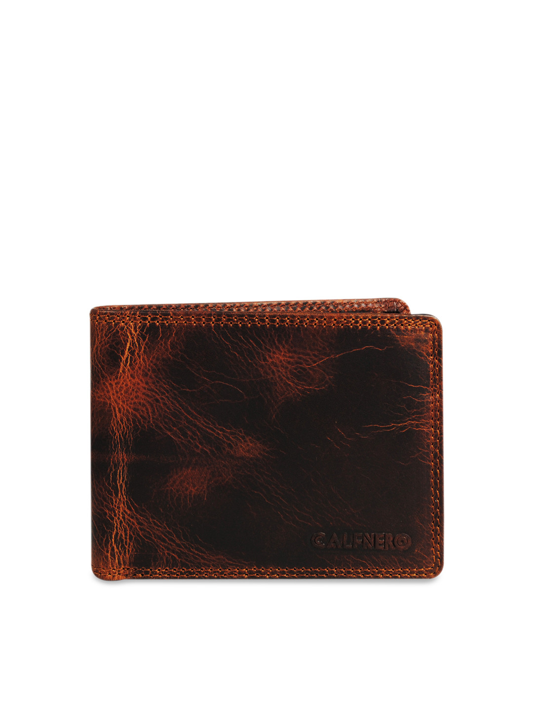 CALFNERO Men Maroon Solid Genuine Leather Two Fold Wallet