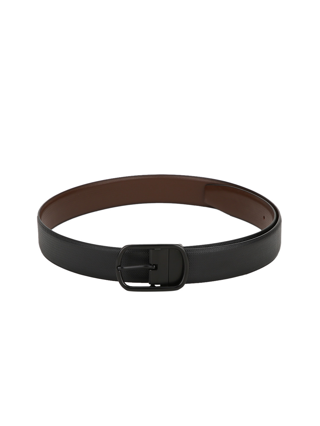 Teakwood Leathers Men Black & Brown Solid Reversible Leather Belt