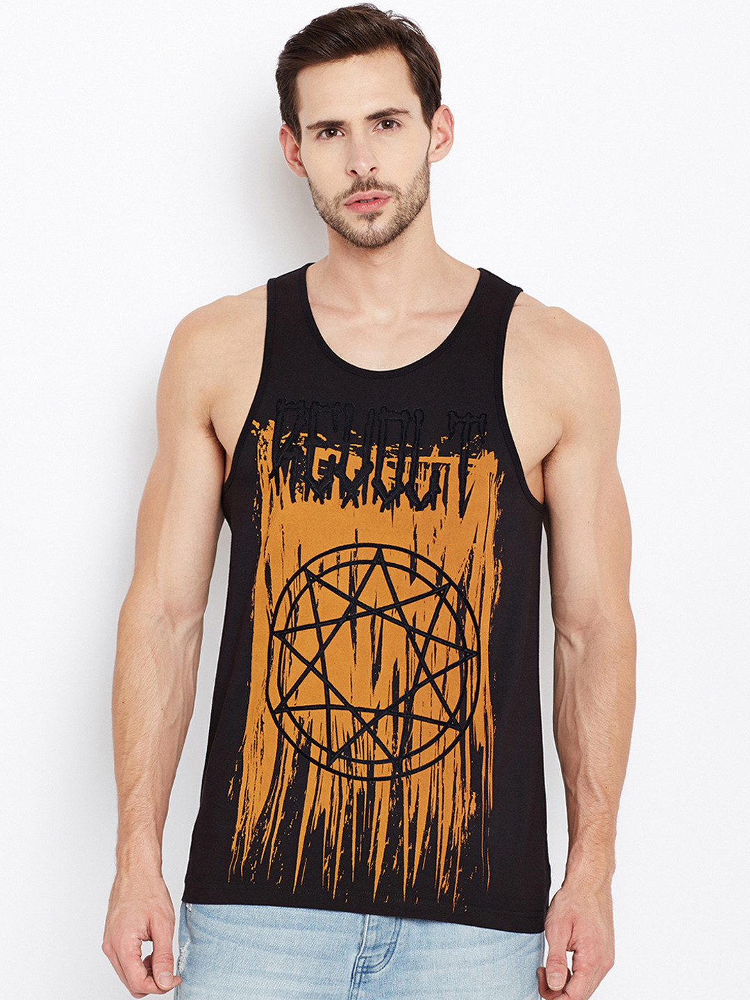 PUNK Men Black Printed Scoop Neck Regular Fit T-shirt