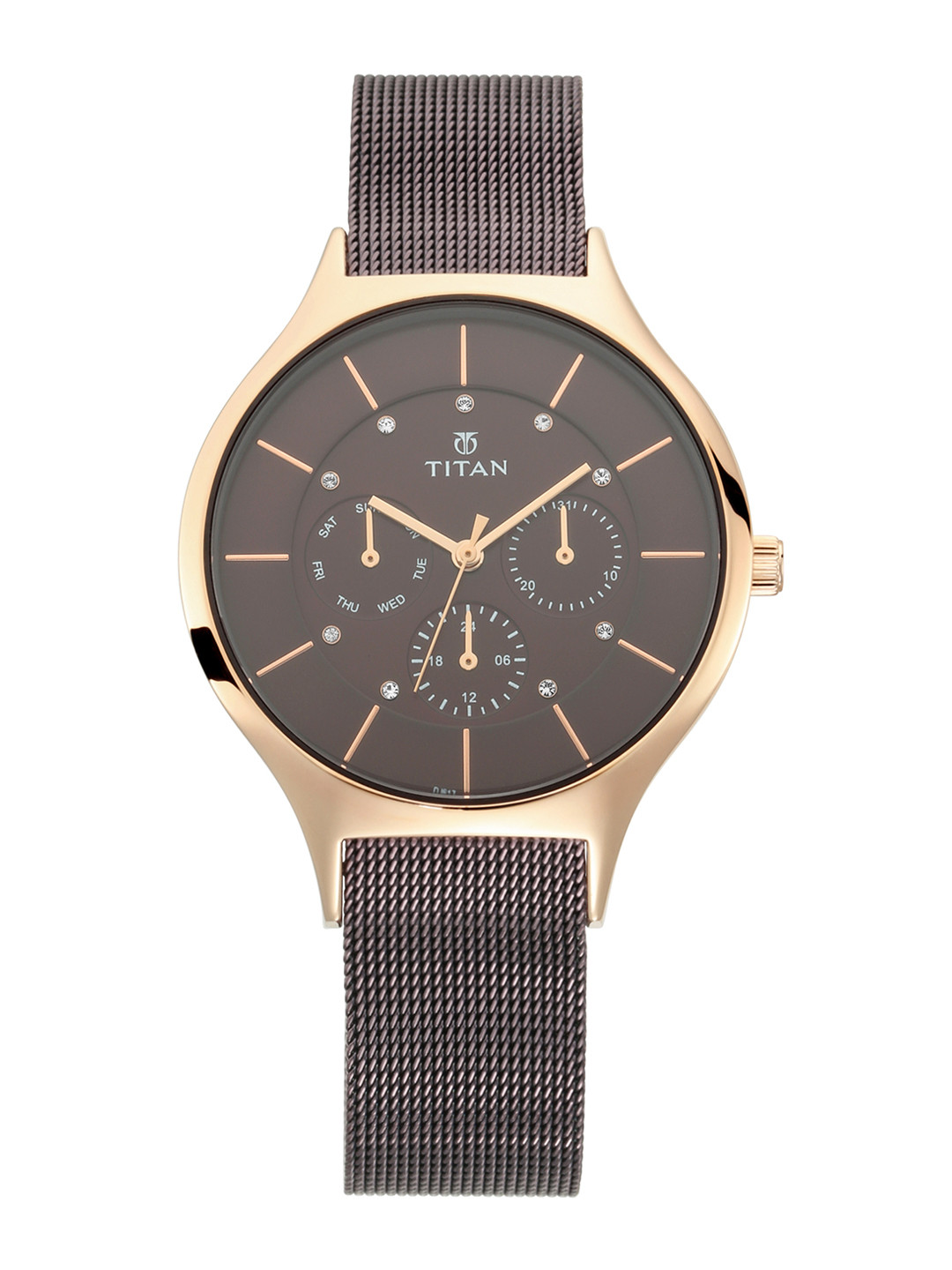 Titan Slimline Ladies Women Brown Analogue watch 95067KM01