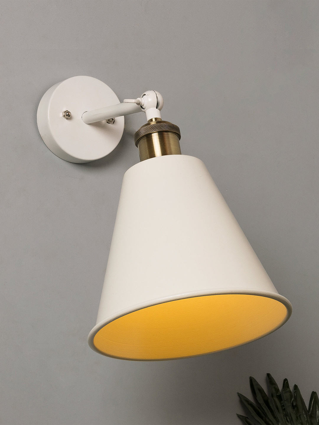 Homesake White Solid Handcrafted Frustum Armed Sconce with Bulb