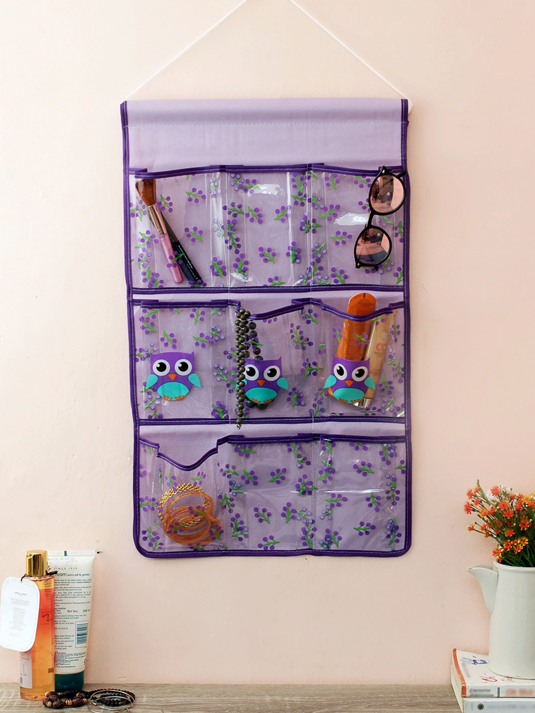 Cortina Unisex Purple Printed Handbag Organiser