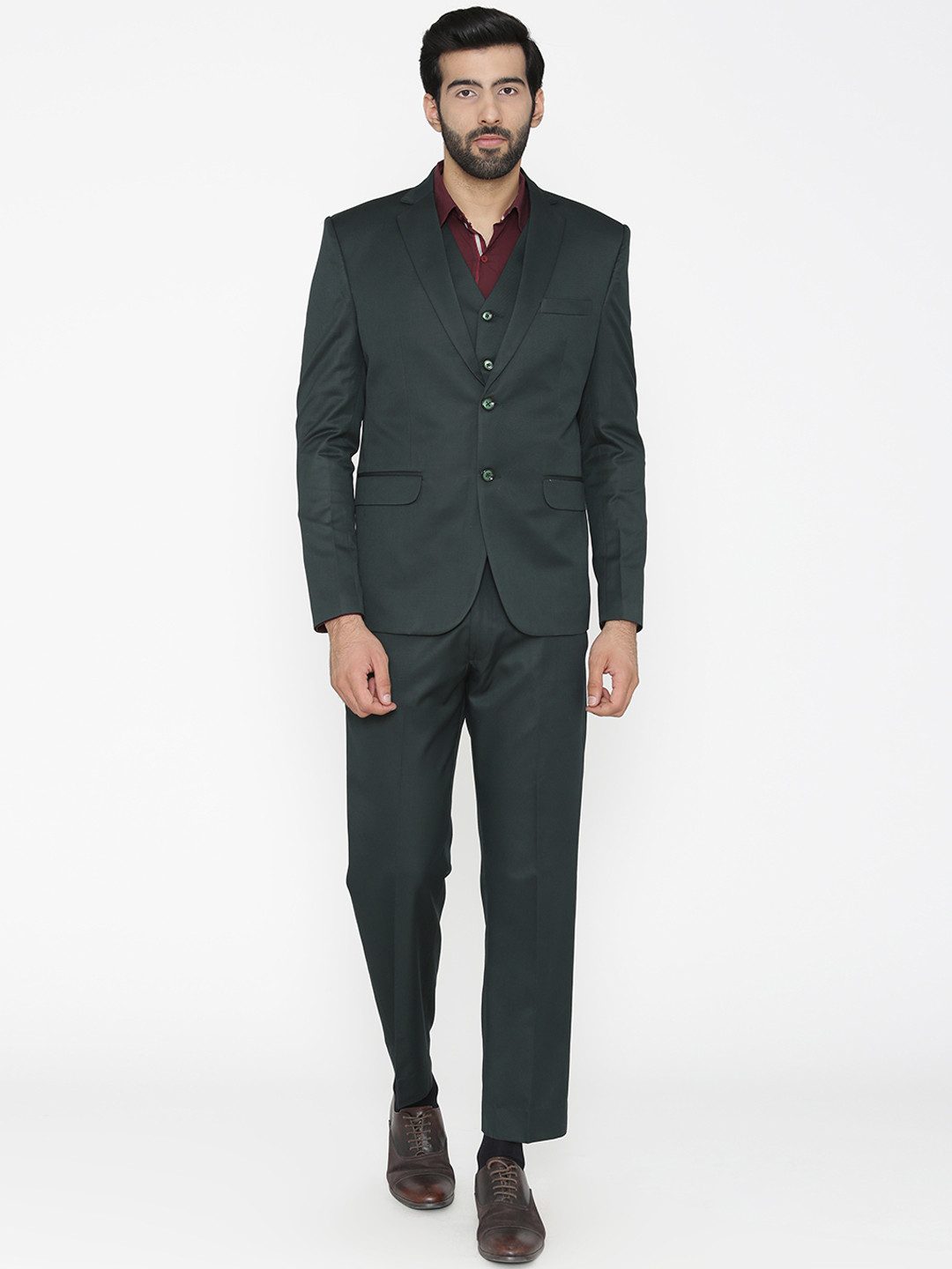 Wintage Men Green Solid Single-Breasted Regular Fit Suit