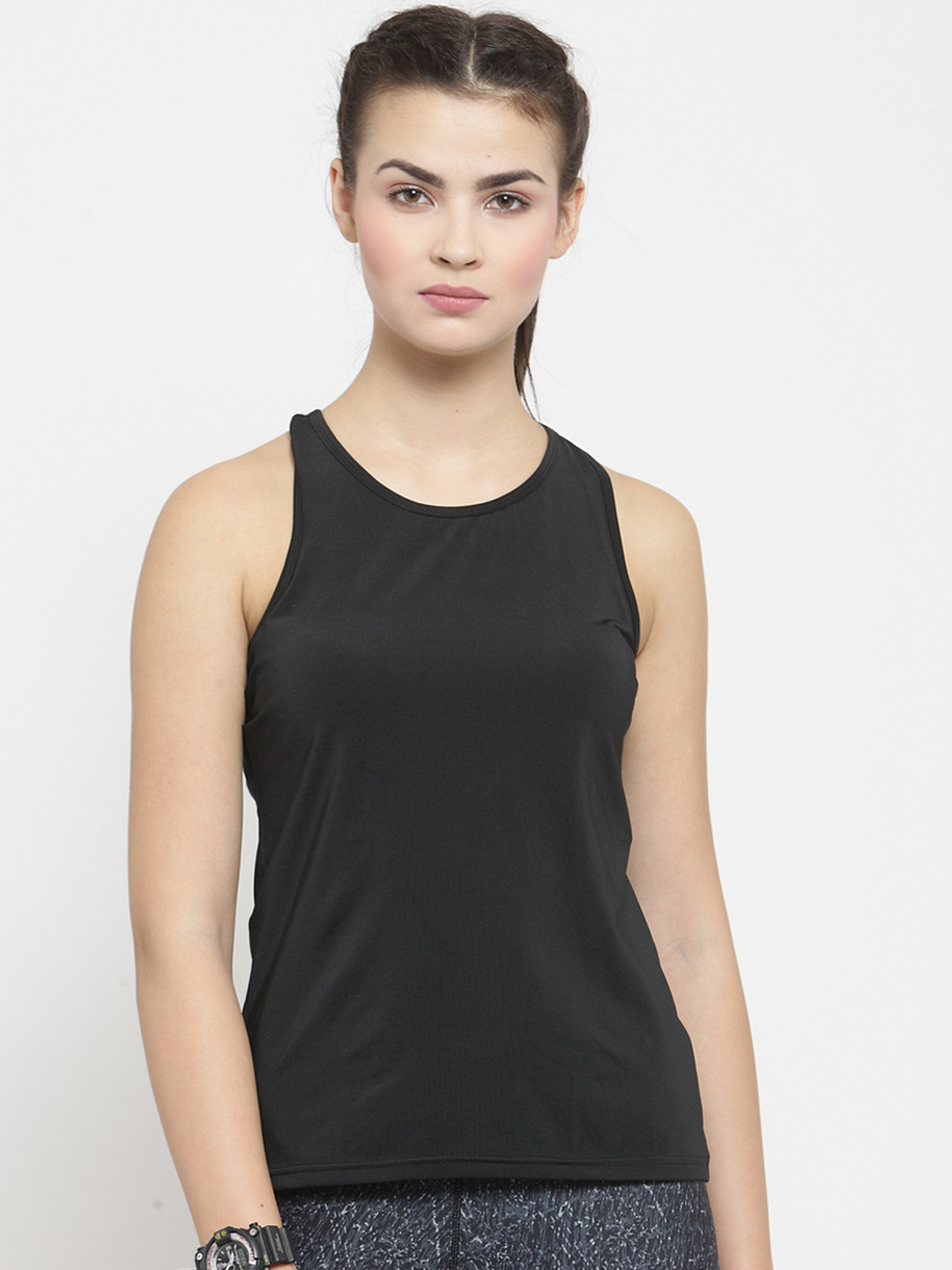 Boston Club Women Black Solid Scoop Neck T-shirt