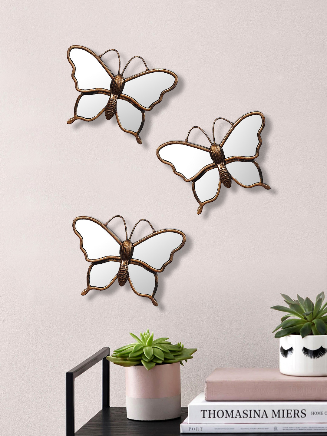Art Street Gold-Toned Plastic Butterfly Shaped Wall Mirror