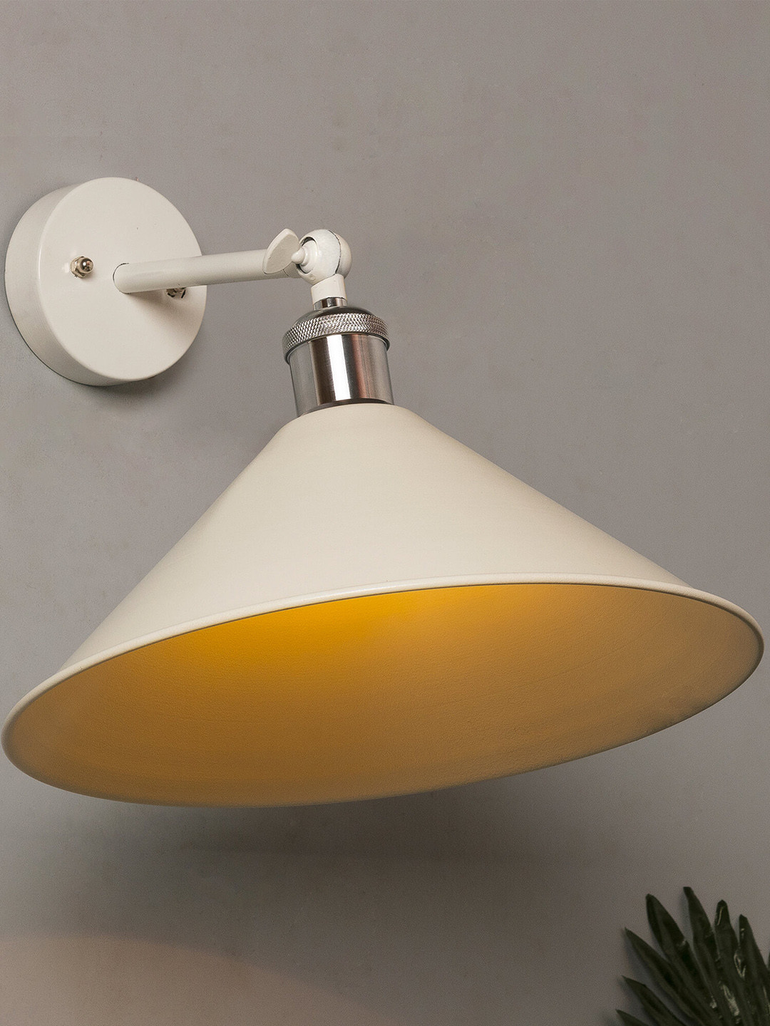 Homesake White Solid Handcrafted Barn Cone Swing Arm Light