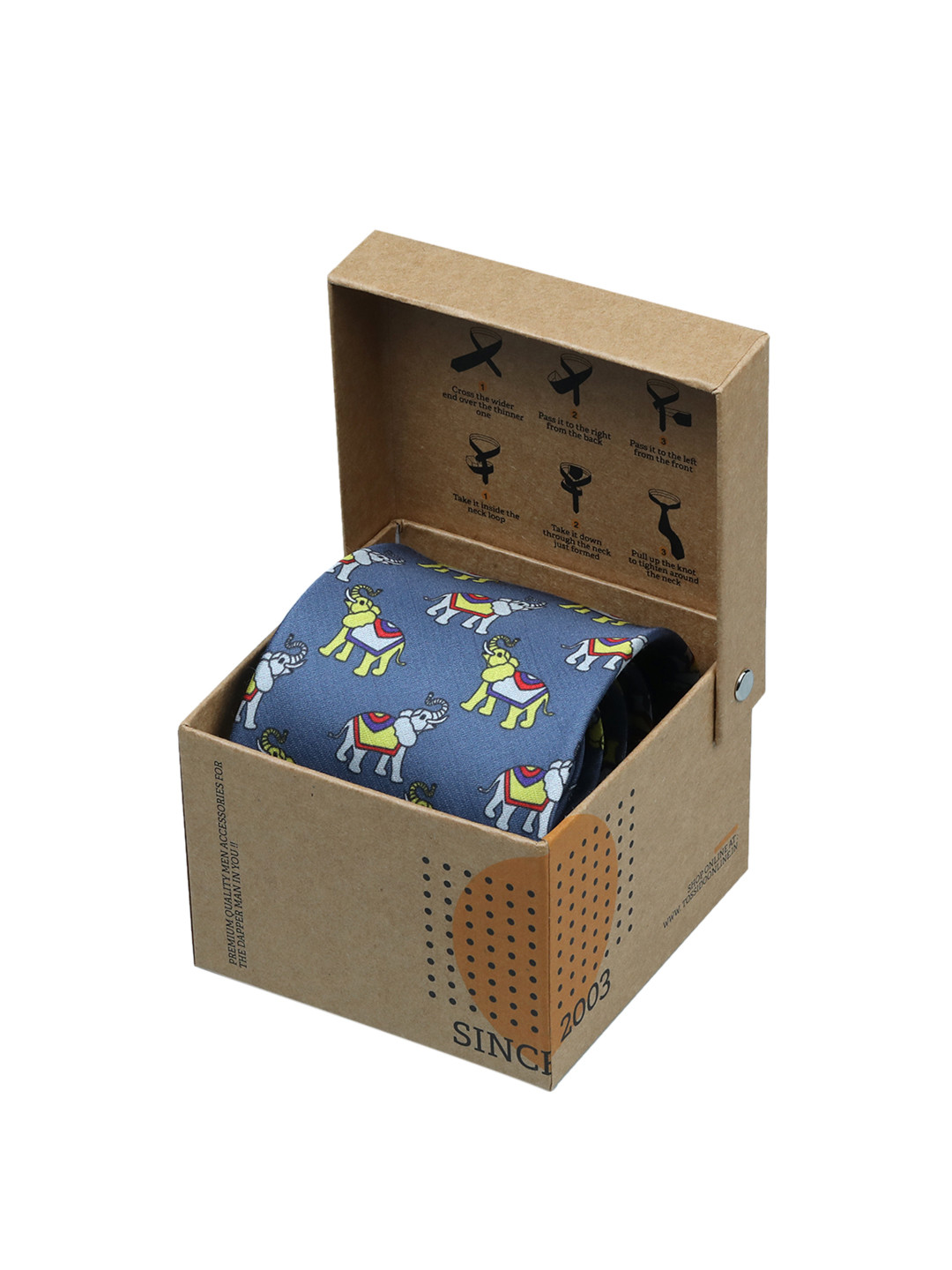 Tossido Grey & Blue Printed Broad Tie