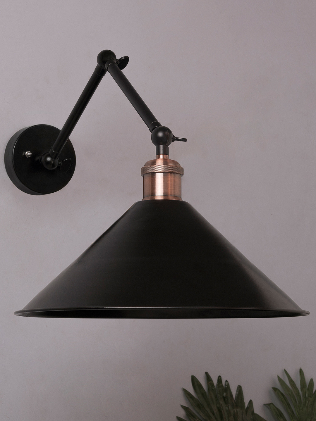 Homesake Black Solid Handcrafted Barn Cone Swing Arm Light