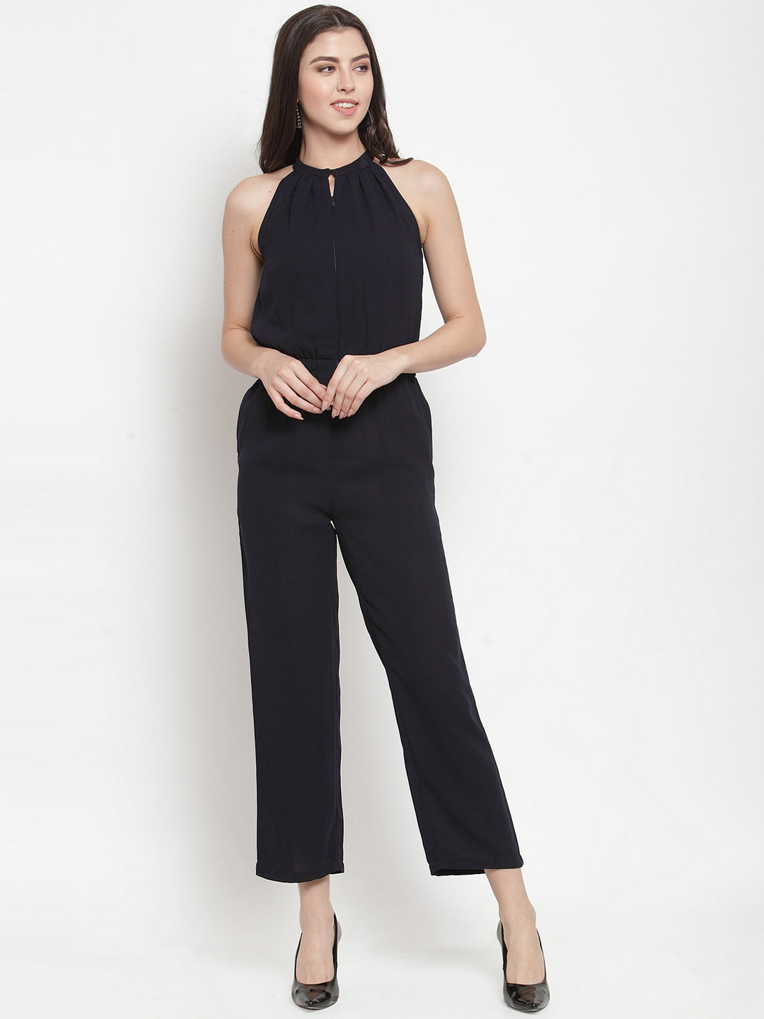 Magnetic Designs Women Blue Solid Basic Jumpsuit