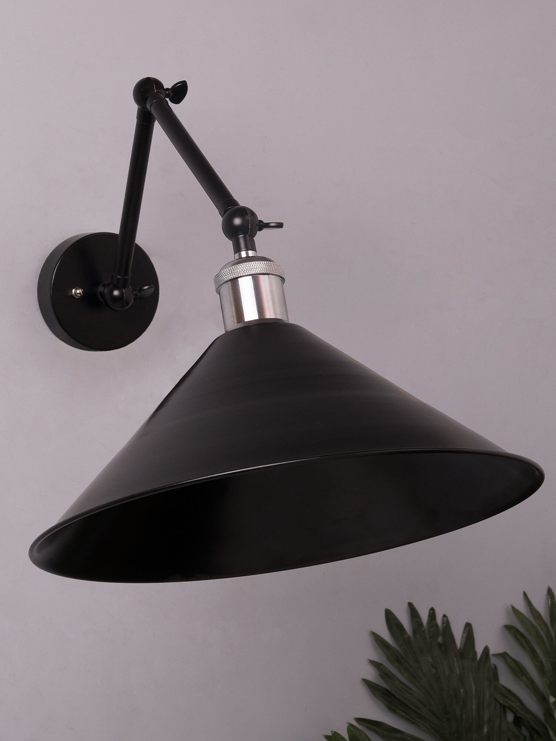 Homesake Black Solid Handcrafted 360 Barn Cone Swing Arm Light