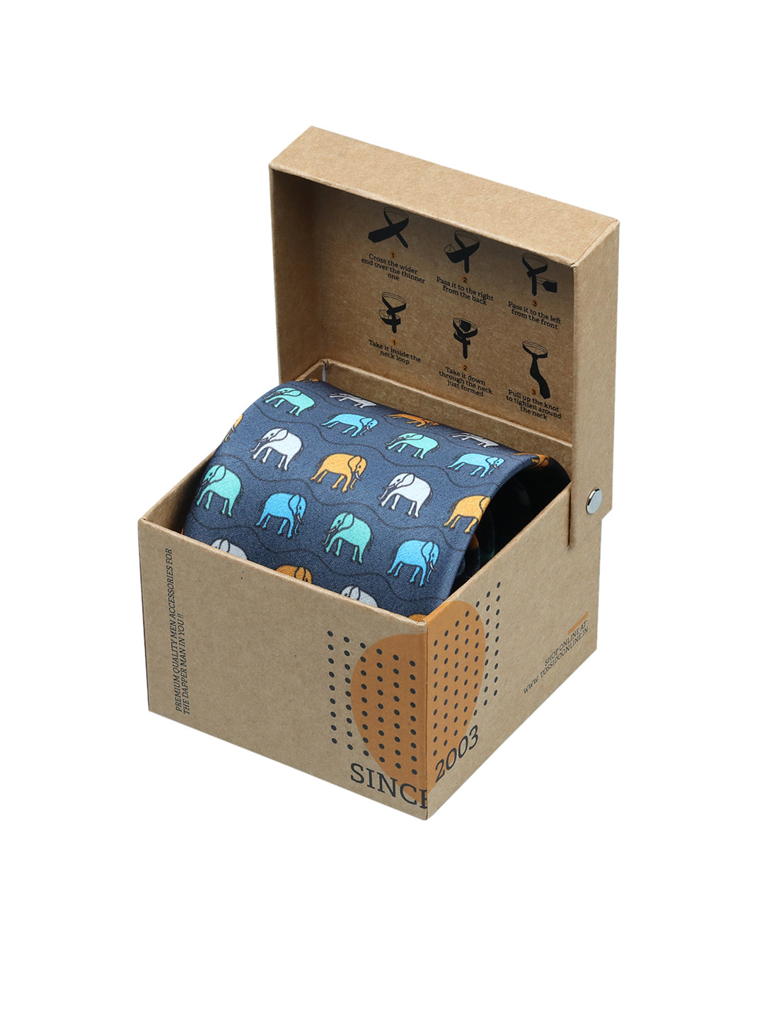 Tossido Grey & Blue Printed Broad Tie