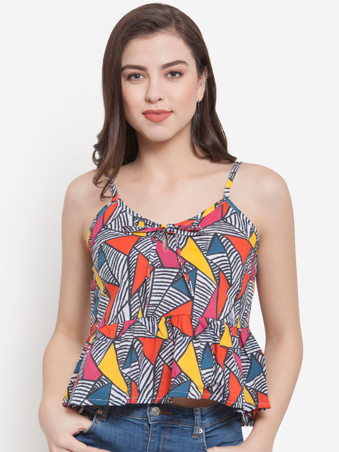 Martini Women Red Printed Peplum Top