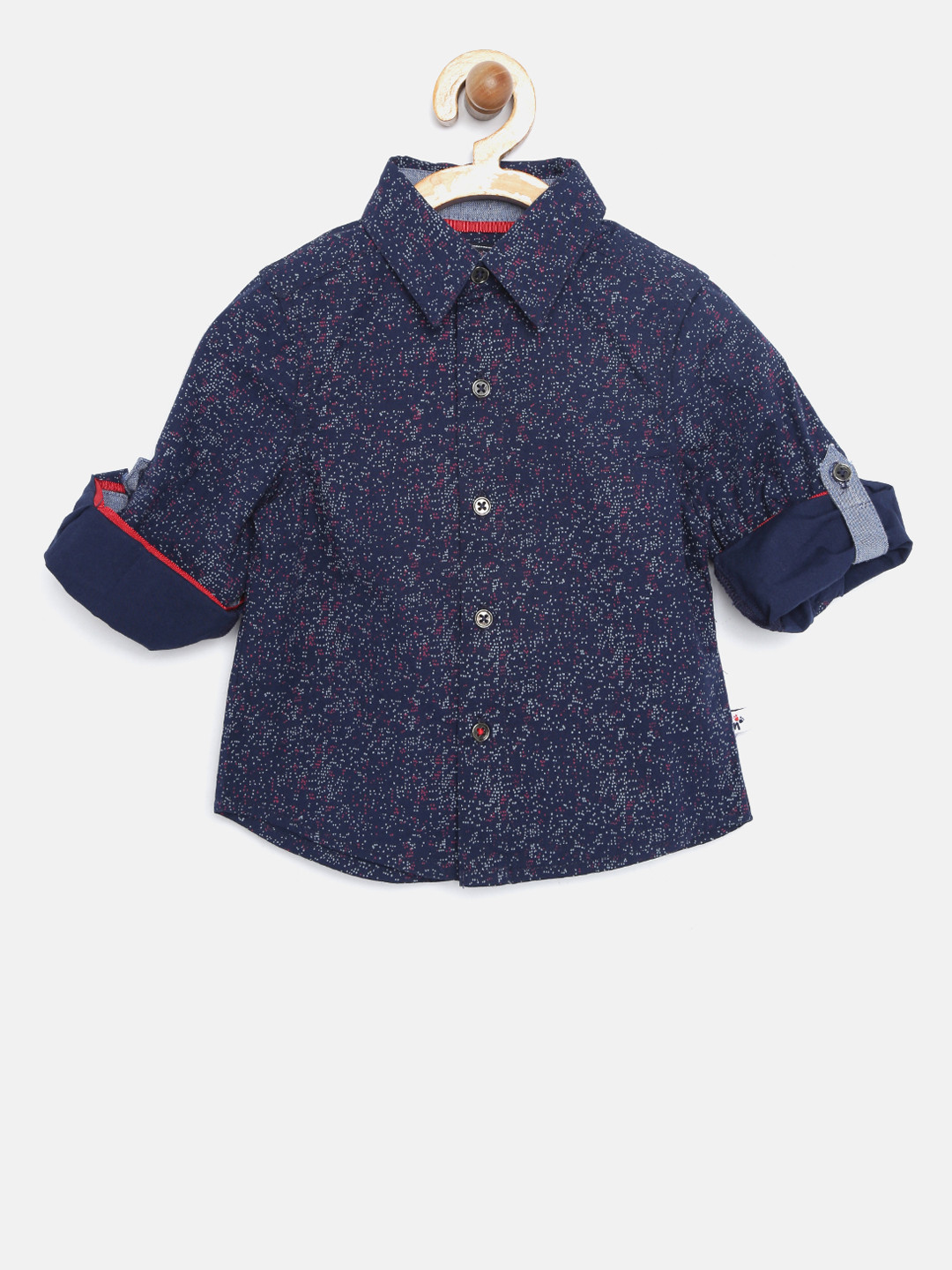 Nauti Nati Boys Navy Blue Regular Fit Printed Casual Shirt