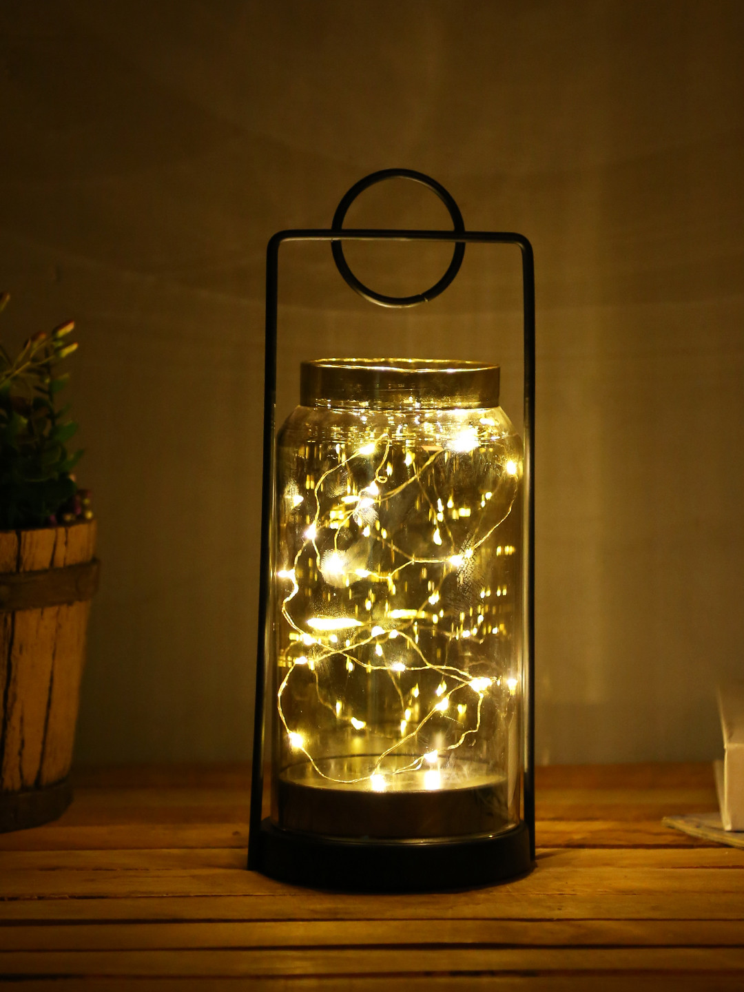 TAYHAA Black Typographic Wrought Iron Frame with LED Lights Table Lamp