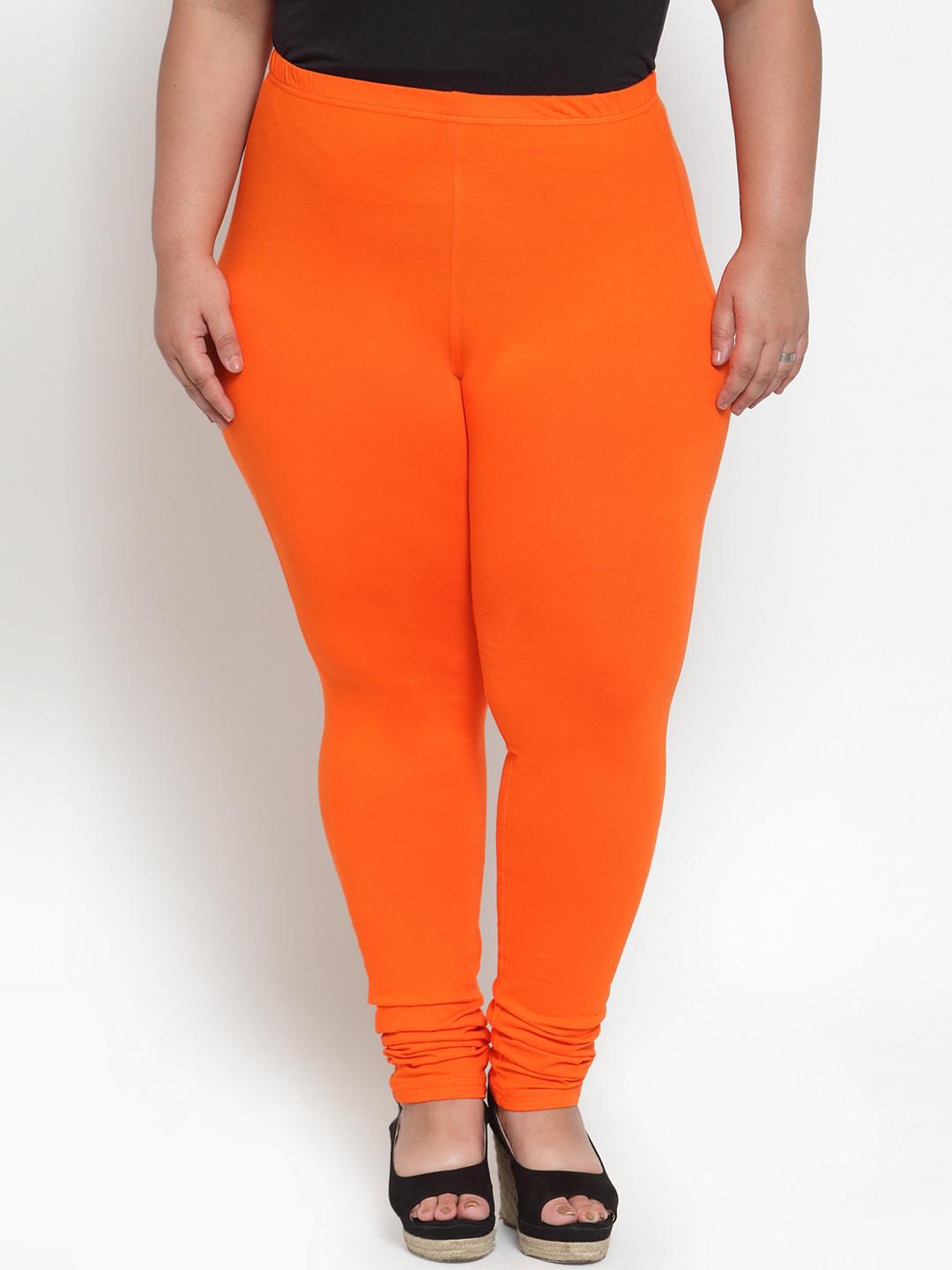 plusS Orange Solid Leggings
