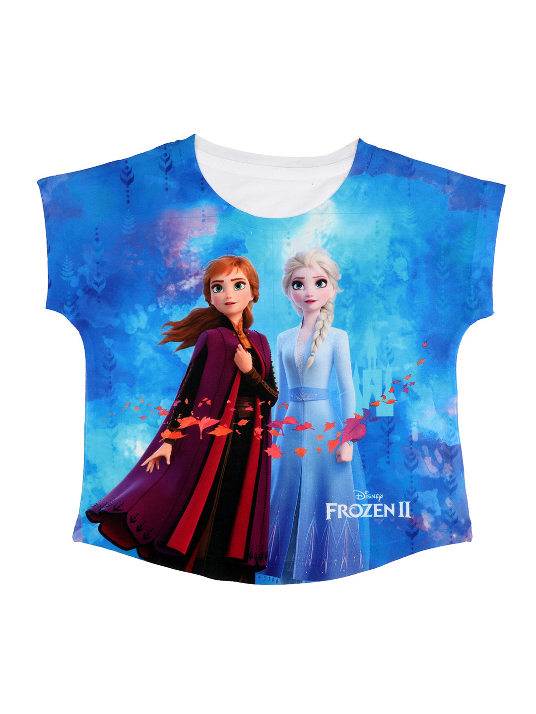 Disney by Wear Your Mind Blue Solid Round Neck Frozen T-shirt