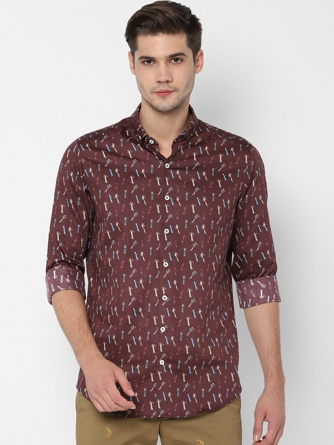 SIMON CARTER LONDON Men Brown Slim Fit Printed Casual Shirt