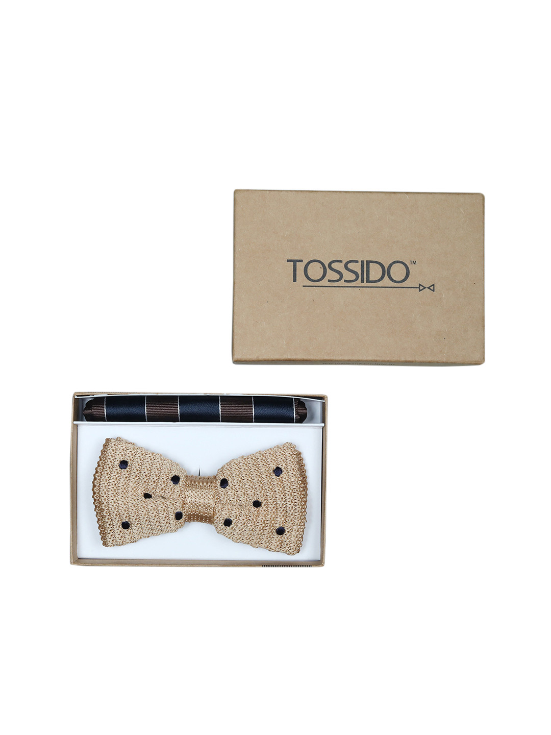 Tossido Brown & Black Woven Design Bow Tie With Napkin