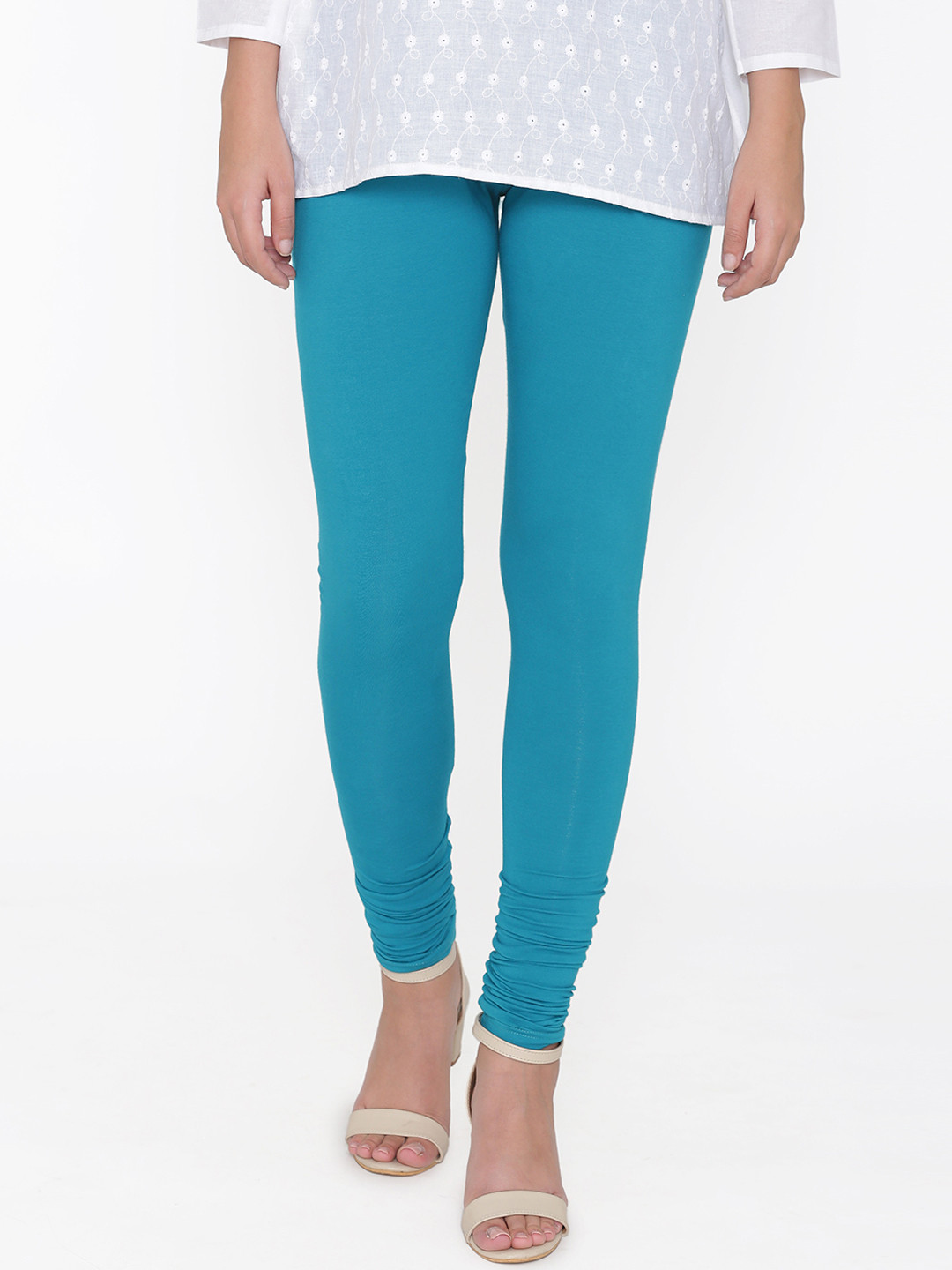 N-Gal Women Turquoise Blue Solid Leggings