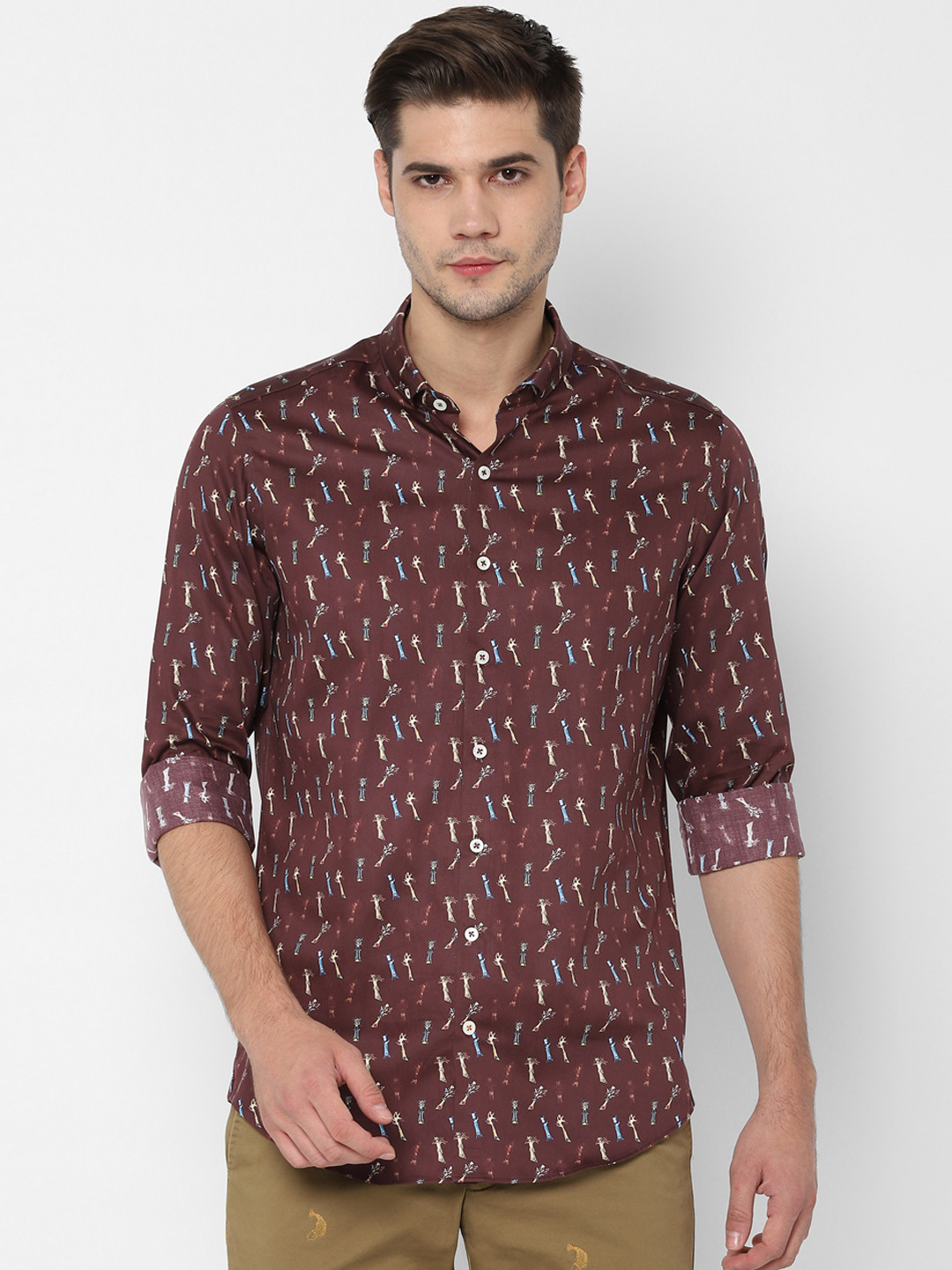 SIMON CARTER LONDON Men Brown Slim Fit Printed Casual Shirt