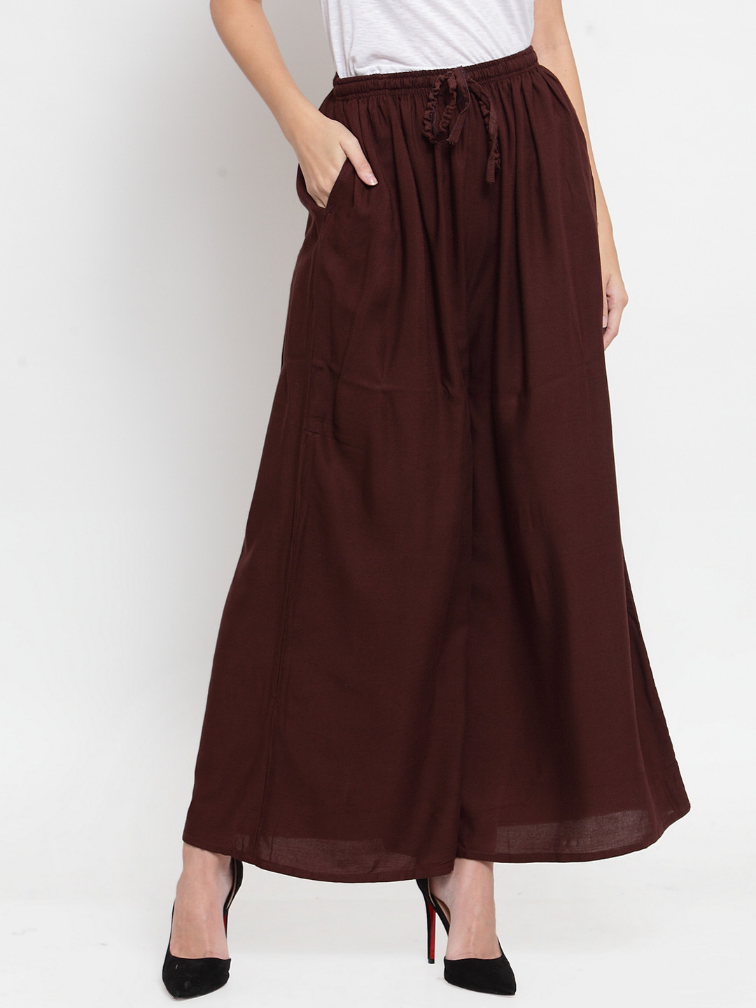 Clora Creation Women Coffee Brown Solid Flared Palazzos