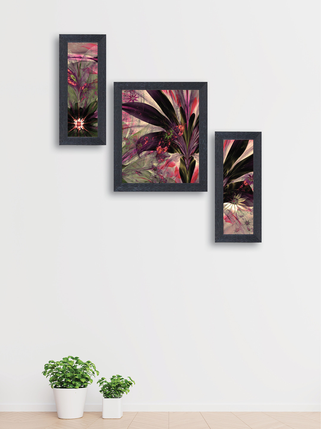 nest ART Set of 3 Multicoloured Abstract Hand-Painted Wall Arts