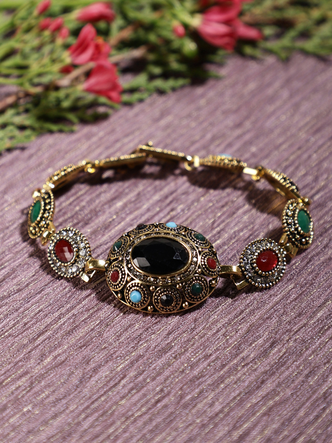 Shining Diva Fashion Alloy Gold-Plated Antique Charm Bracelet