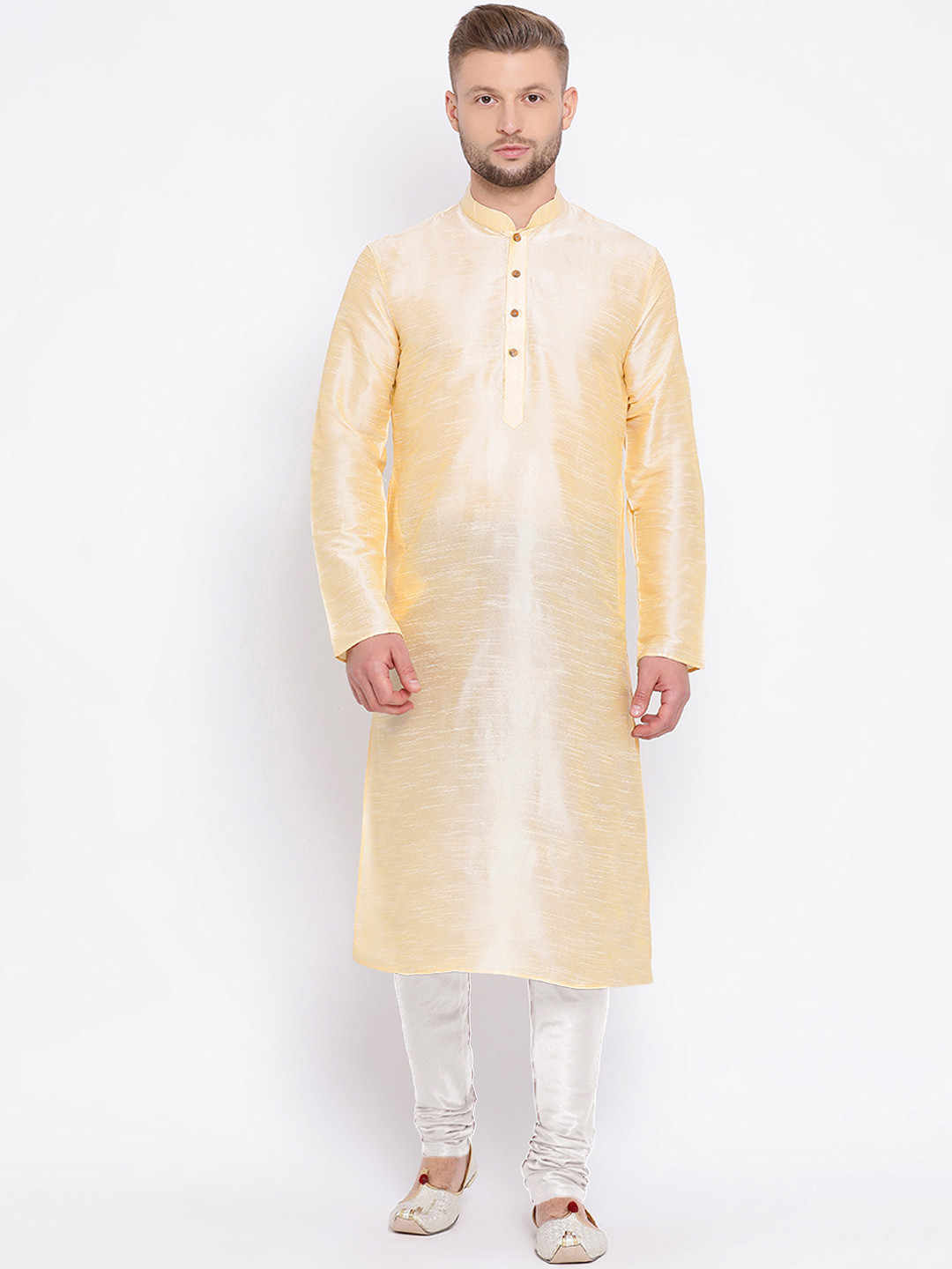Here&Now X Sanwara  Men Beige Solid Straight Kurta