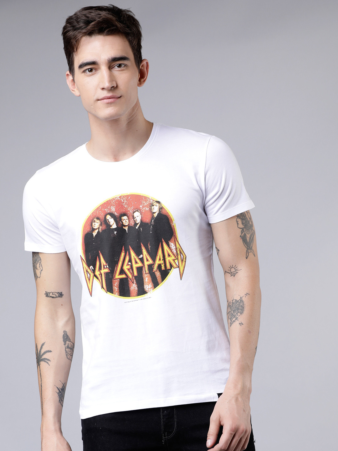 LOCOMOTIVE Men White Printed Round Neck T-shirt