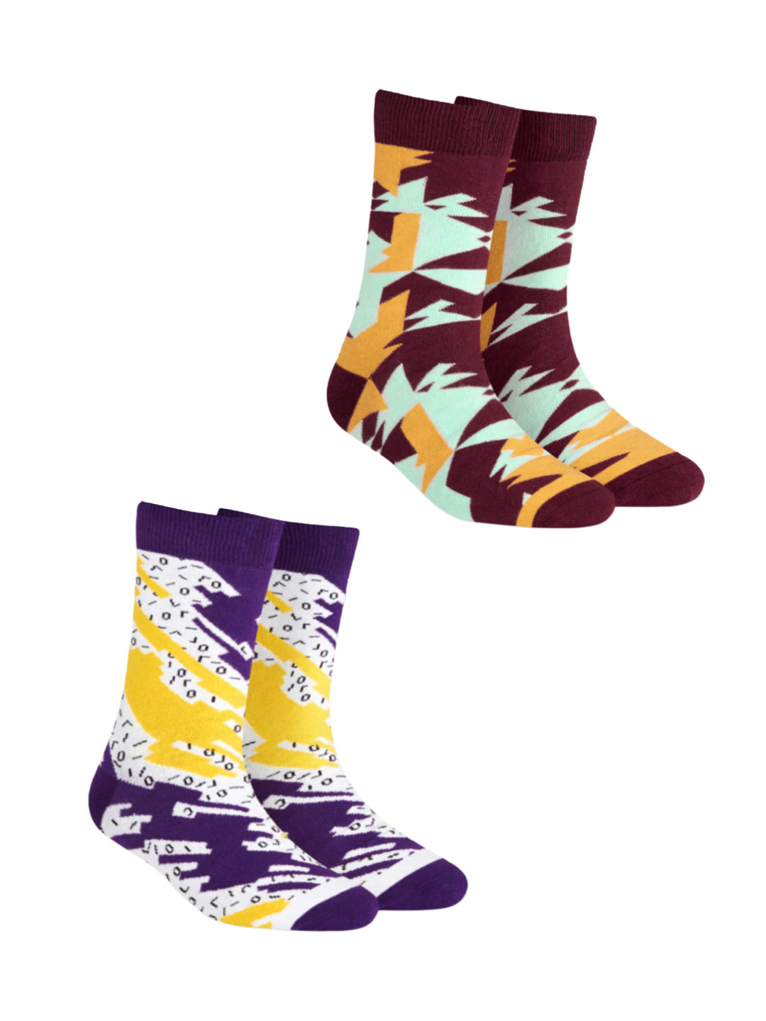 Dynamocks Unisex Pack of 2 Patterned Calf-Length Socks