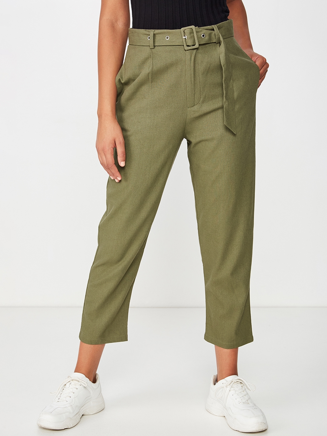 Olive Green Color Cotton Trousers For Men  Rawba